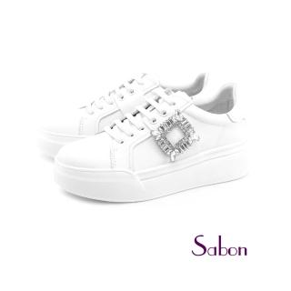 【GREEN PINE】優雅扣飾輕量女厚底休閒鞋白色(10332390)