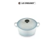 【Le Creuset】琺瑯鑄鐵鍋圓鍋18cm(海岸藍-電木頭-內鍋白)