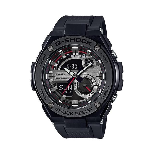 【CASIO 卡西歐 G-SHOCK 系列】型男必備_防水防震_LED燈_世界時間_礦物玻璃_男錶(GST-210B)