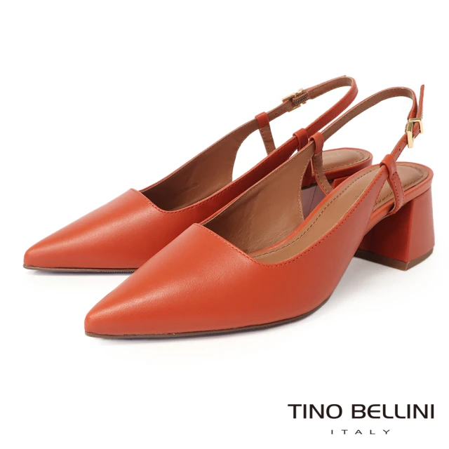 TINO BELLINI 貝里尼 巴西進口前包後拉帶素面低跟鞋FW2T002-Q(橘色)