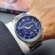 【CITIZEN 星辰】WANgT AN8190-51L 三眼計時 銀框藍面 不鏽鋼 石英腕錶 42mm(商務都會)