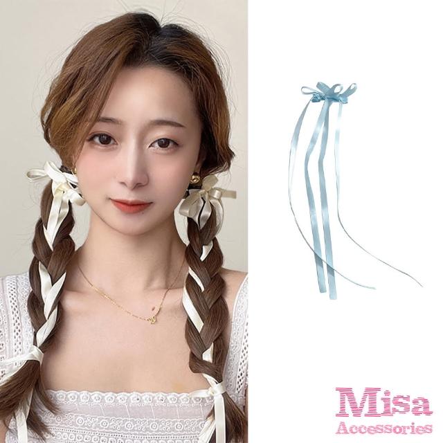 【MISA】蕾絲帶髮夾 蝴蝶結髮夾 飄帶髮夾/甜美芭蕾絲帶蝴蝶結造型飄帶髮夾2件組(4色任選)