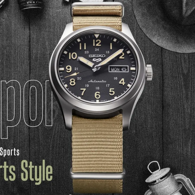 【SEIKO 精工】5 Sports系列 Lineup 復古軍風 機械腕錶 錶 週年慶 雙11 (SRPG35K1/4R36-10A0U)