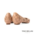 【TINO BELLINI 貝里尼】巴西進口刻花尖頭低跟鞋FSCT013(裸膚)