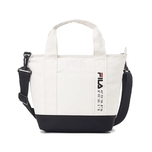 【FILA】托特包 Tote Bag 白 黑 可拆背帶 手提 多夾層 手提包 肩背包 側背包(BMY3011WT)