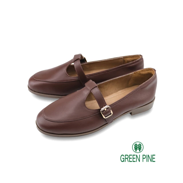 【GREEN PINE】復古插釦平底瑪莉珍鞋棕色(00323802)
