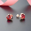 【925 STARS】純銀925璀璨紅水晶貓咪造型耳釘(純銀925耳釘 水晶耳釘 貓咪耳釘)