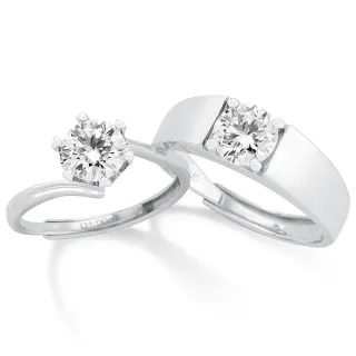 【MARIGOLD 美爾朵】情侶對戒｜不朽時光莫桑鑽925純銀可調式情侶戒指(情侶禮物/情人節禮物/送男友/送女友)