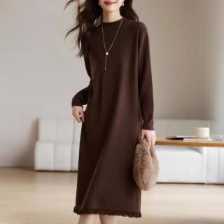 【ONEY 歐妮】★不收邊寬鬆造型洋裝(洋裝/一件式/女裝/長袖)