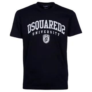 【DSQUARED2】男款 品牌英文名學院風印花短袖T恤-黑色(S號、M號)