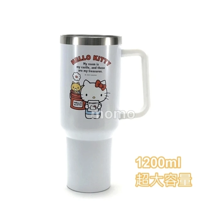 SANRIO 三麗鷗 Kitty城堡-不鏽鋼手把吸管杯1200ml