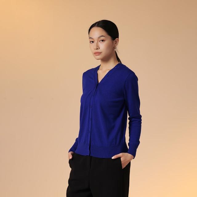 【giordano ladies】23FW_V領綴扣針織上衣(02353542)