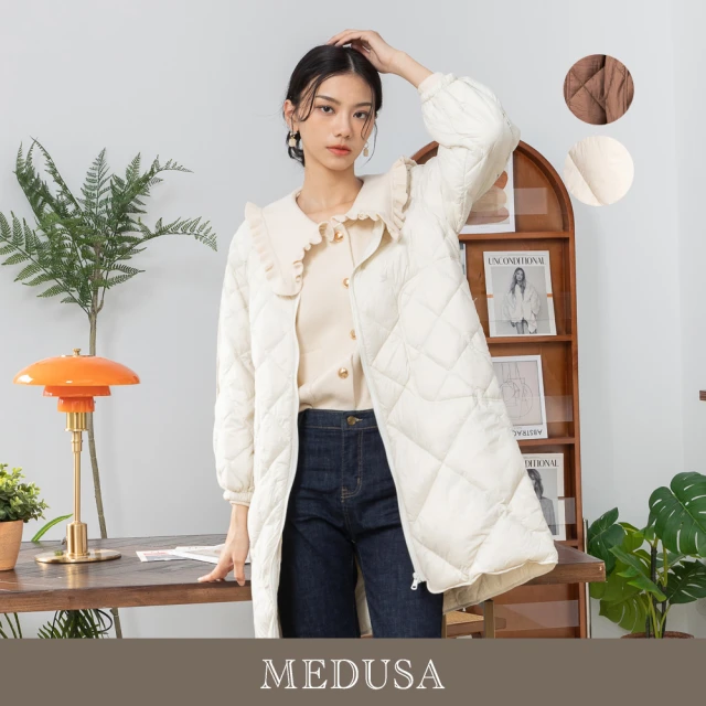 MEDUSA 曼度莎 現貨-長版菱格輕羽絨外套（90%羽絨） - 2色（F）｜女外套 長版外套 冬新品(210-10107)