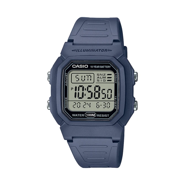CASIO 卡西歐 電力十足 黑極數位電子錶-藍(W-800