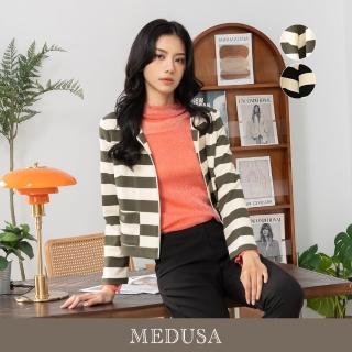 【MEDUSA 曼度莎】現貨-小圓領橫紋西裝小外套 - 2色（M-XL）｜女外套 西裝外套 冬新品(201-11307)