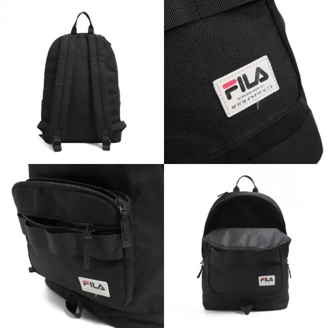 【FILA】後背包 Backpack 黑 白 可調背帶 多夾層 筆電包 雙肩包 背包 斐樂(BPY3007MX)