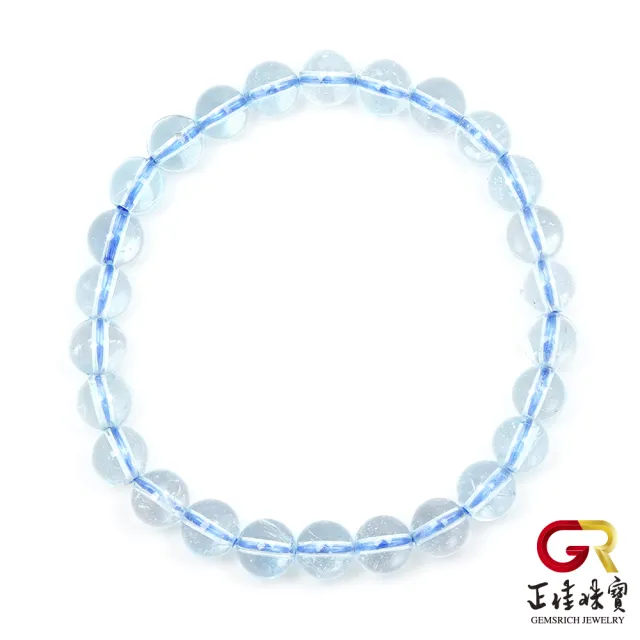 【正佳珠寶】托帕石 頂級天空藍 6.8-7.3mm 托帕石手珠｜日本彈力繩