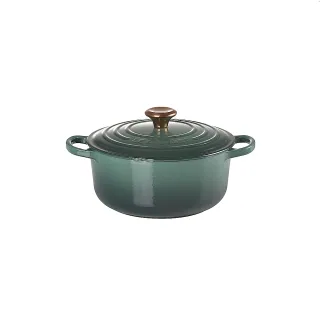 【Le Creuset】典藏琺瑯鑄鐵鍋圓鍋 20cm(綠光森林-銅頭)