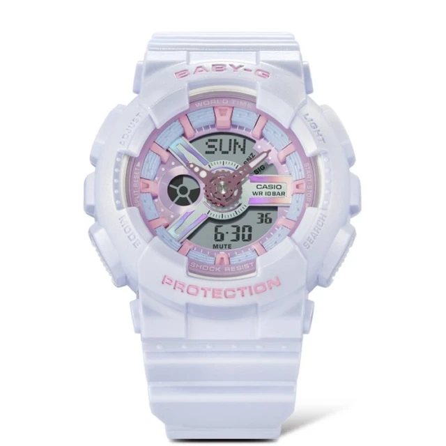 【CASIO 卡西歐】BABY-G 夢幻 未來風 甜心雙顯腕錶-紫43.4mm(BA-110FH-2A)