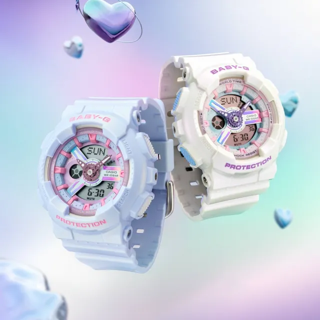 【CASIO 卡西歐】BABY-G 夢幻 未來風 甜心雙顯腕錶-紫43.4mm(BA-110FH-2A)