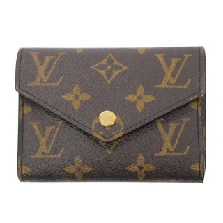 【Louis Vuitton 路易威登】LV VICTORINE 花紋信封式卡夾零錢包(M62360-金扣芭蕾粉色)