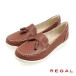 【REGAL】休閒輕便舒適厚底懶人樂福鞋 棕色(P785-BR)