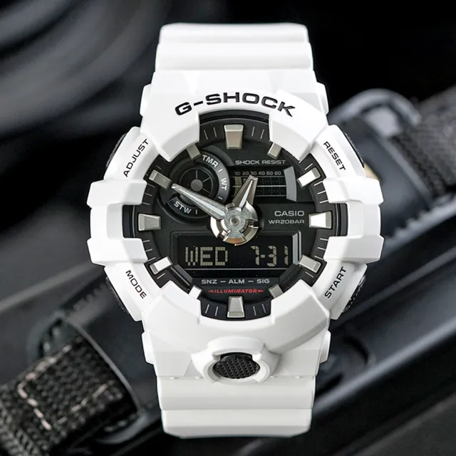 【CASIO 卡西歐】G-SHOCK 潮流時尚耀眼運動錶(GA-700-7ADR)