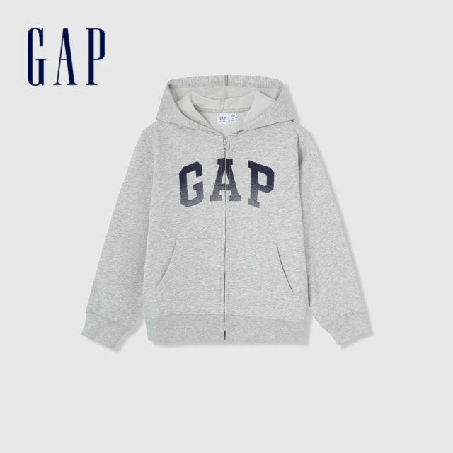 GAP 男童裝 Logo連帽外套-灰色(429331)