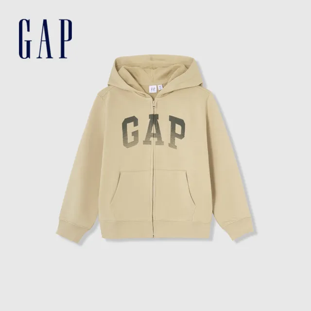 【GAP】男童裝 Logo連帽外套-卡其色(429331)