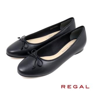 【NAGASHIRO永城皮鞋】REGAL日本經典小羊皮細繩綁帶造型低跟鞋 黑色(P782-BL)