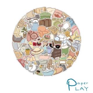 【Paper Play】創意多用途防水貼紙-文藝風生活用品 60枚入(防水貼紙 行李箱貼紙 手機貼紙 水壺貼紙)