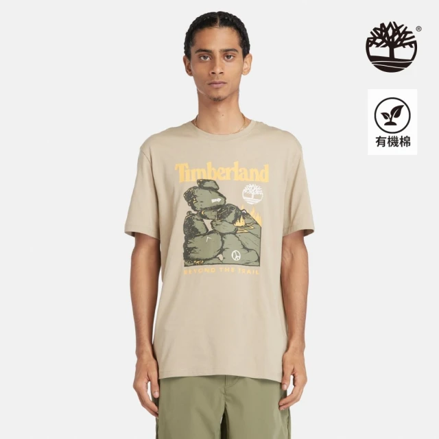 Timberland 男款米色健行圖案短袖 T 恤(A42Y