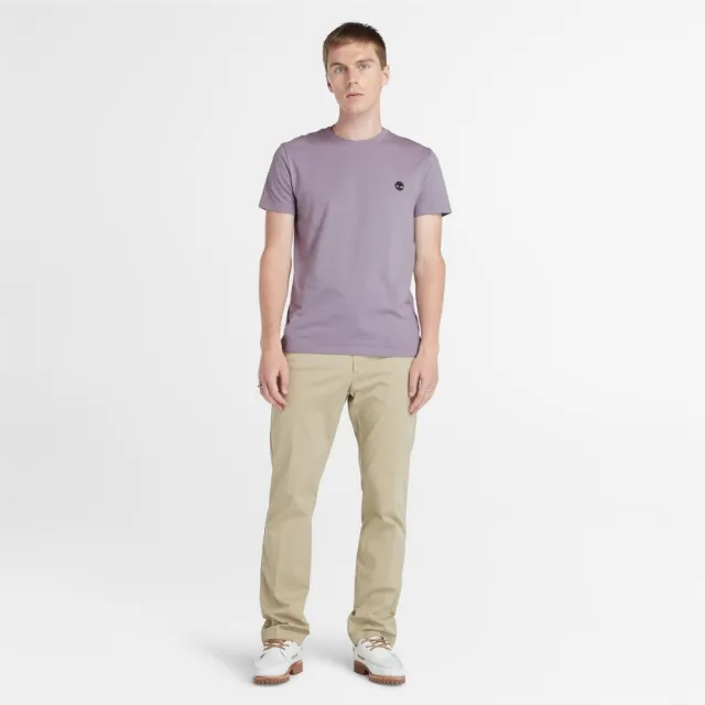 【Timberland】男款灰紫色短袖T恤(A2EKJEG7)