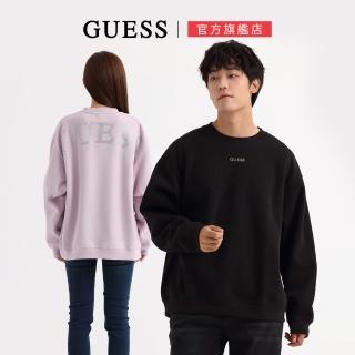 【GUESS】水鑽字母LOGO圓領大學T(兩色可選)