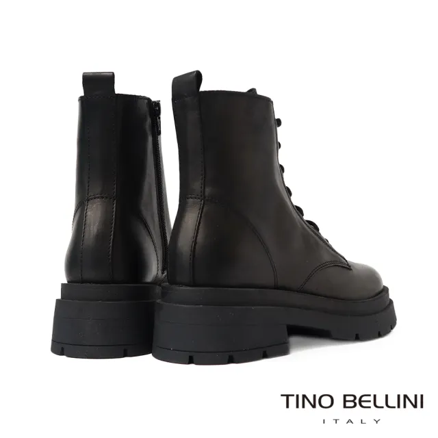 【TINO BELLINI 貝里尼】義大利進口厚底厚底綁帶短靴FWMT004A(黑色)