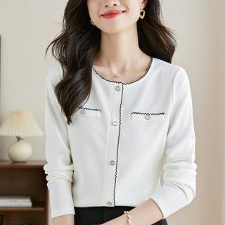 【ONEY 歐妮】★仿開扣U型領修身上衣(休閒/長袖/女裝)