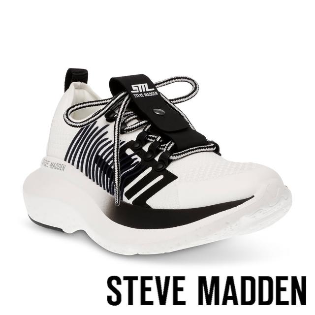 【steve madden】ELEVATE 1 綁帶厚底休閒鞋(黑白色)