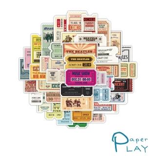 【Paper Play】創意多用途防水貼紙-復古搖滾樂團門票圖樣 60枚入(防水貼紙 行李箱貼紙 手機貼紙 水壺貼紙)