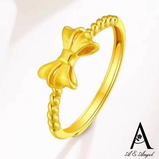 【ANGEL】華麗蝴蝶結麻花情人開口可彈性戒指(金色尺寸可選)