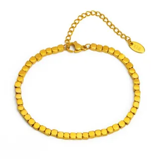 【ANGEL】碎金石子小方塊高貴鍍金手鍊(金色)