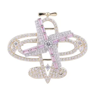 【ANGEL】旋轉小飛機童趣胸針別針兩用款(銀色)