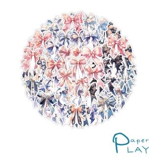 【Paper Play】創意多用途防水貼紙-手繪漫畫蝴蝶結元素 60枚入(防水貼紙 行李箱貼紙 手機貼紙 水壺貼紙)