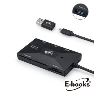 【E-books】T46 Type C+USB3.2 ATM晶片複合讀卡機+3孔HUB贈USB接頭