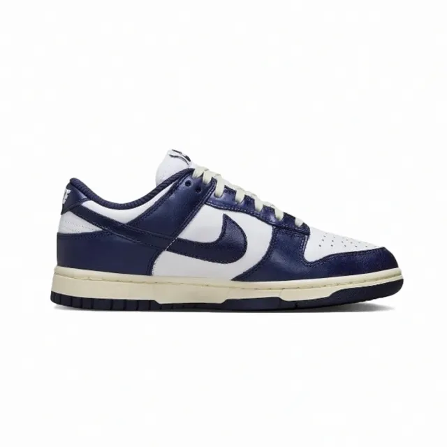 【NIKE 耐吉】W Nike Dunk Low Vintage Navy 海軍藍 奶油底 亮皮 女鞋 休閒鞋 FN7197-100