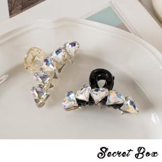 【SECRET BOX】寶石髮夾 美鑽髮夾/閃耀愛心寶石美鑽髮夾 抓夾 鯊魚夾 馬尾夾 盤髮夾(2色任選)