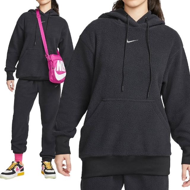 【NIKE 耐吉】AS W NSW PLSH FZ Hoodie 女款 黑色 帽T 搖粒絨 休閒 連帽 長袖 上衣 DQ6841-010