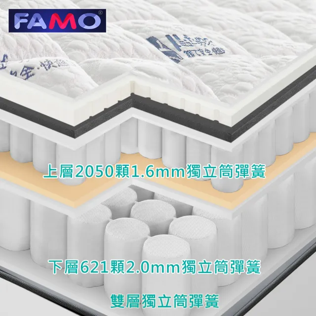 【FAMO】雙層獨立筒床墊-抗菌防靜電/乳膠/記憶膠/3D透氣(單人3.5尺)