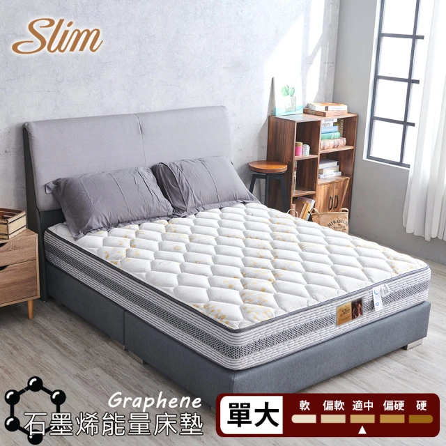 【SLIM】石墨烯能量透氣蜂巢獨立筒床墊(單人加大3.5尺)