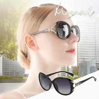 【MEGASOL】UV400偏光質感狐狸頭太陽眼鏡(時尚大框墨鏡-8842)