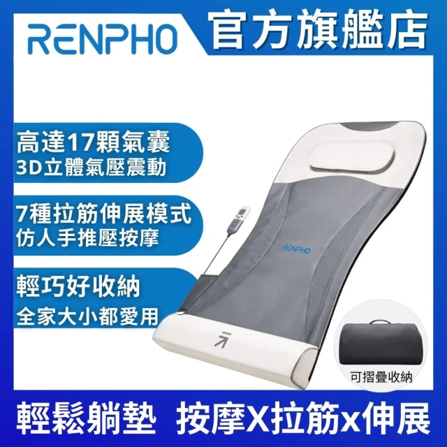 Renpho美國 RENPHO 官方直營 輕鬆躺墊 按摩X拉筋X伸展 R-E002(按摩躺墊 肩部、頸部、腰部、臀部)